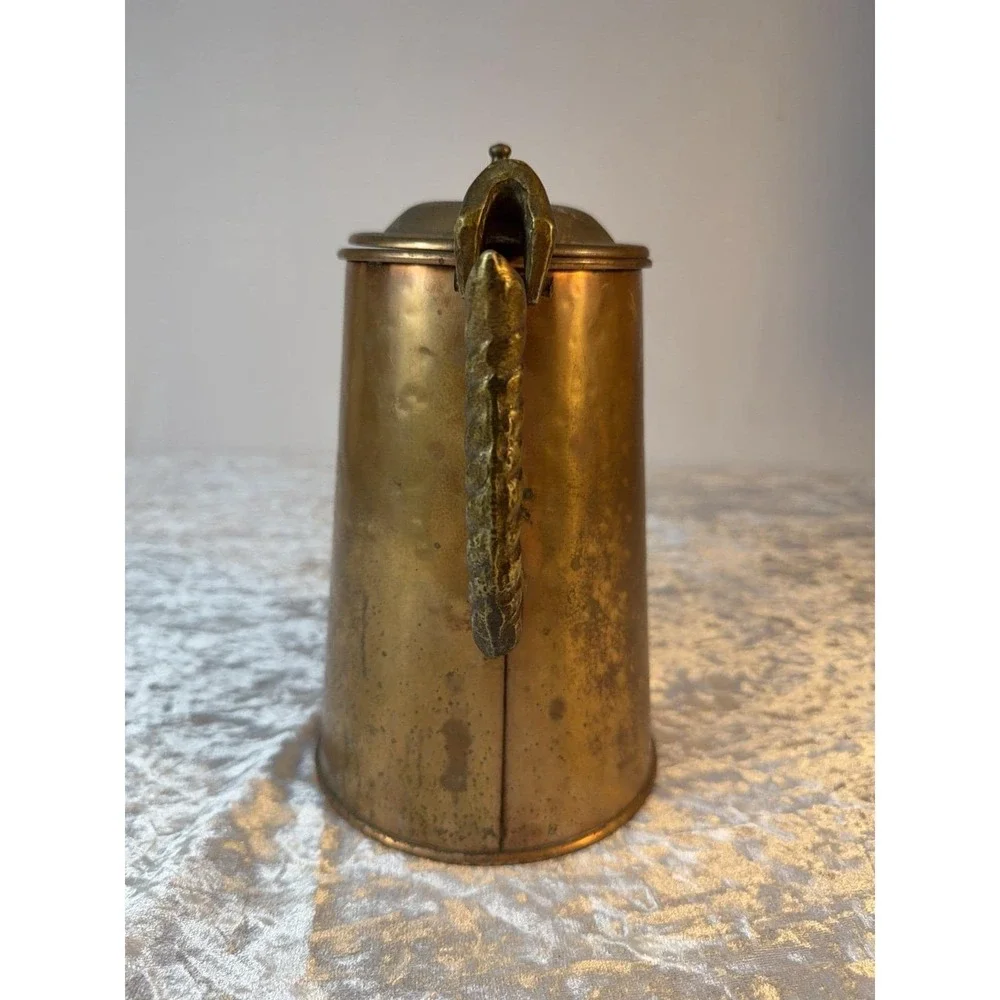 Colonial Virginia Handmade Copper Coffee Pot Pitcher Hampton VA Brass Hinged Lid